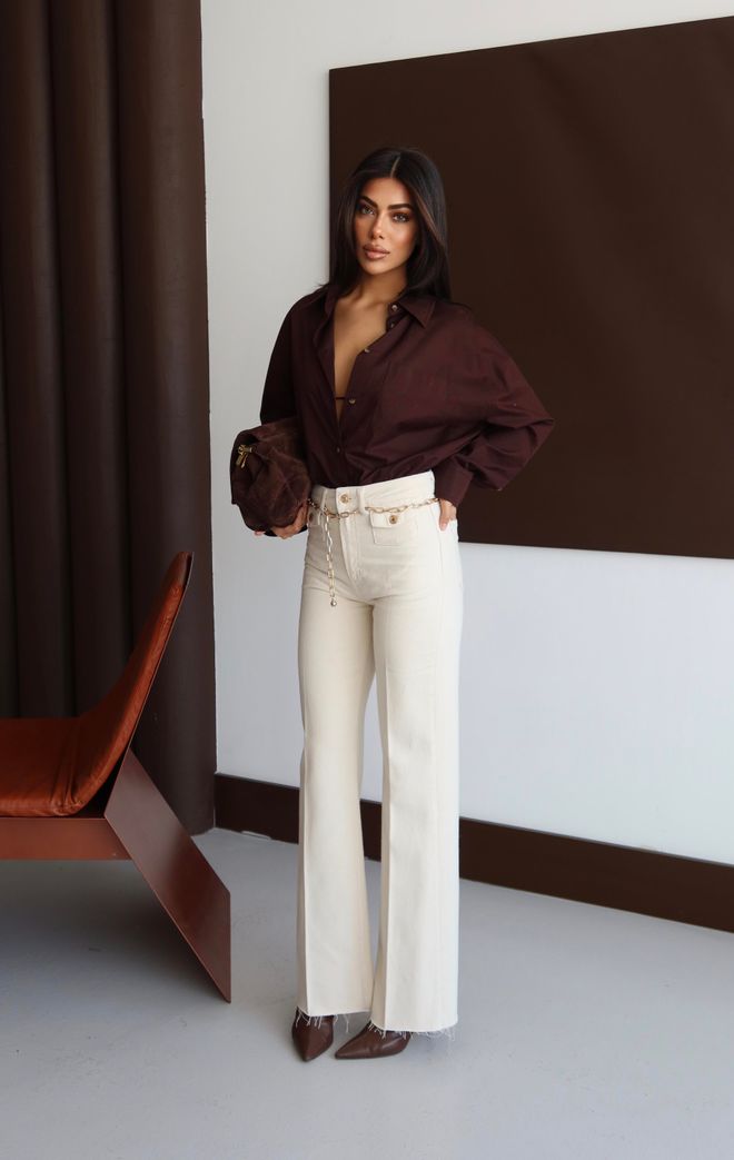 LACARINO Beige Elegant Casual Jeans Wholesale Clothing Elegant