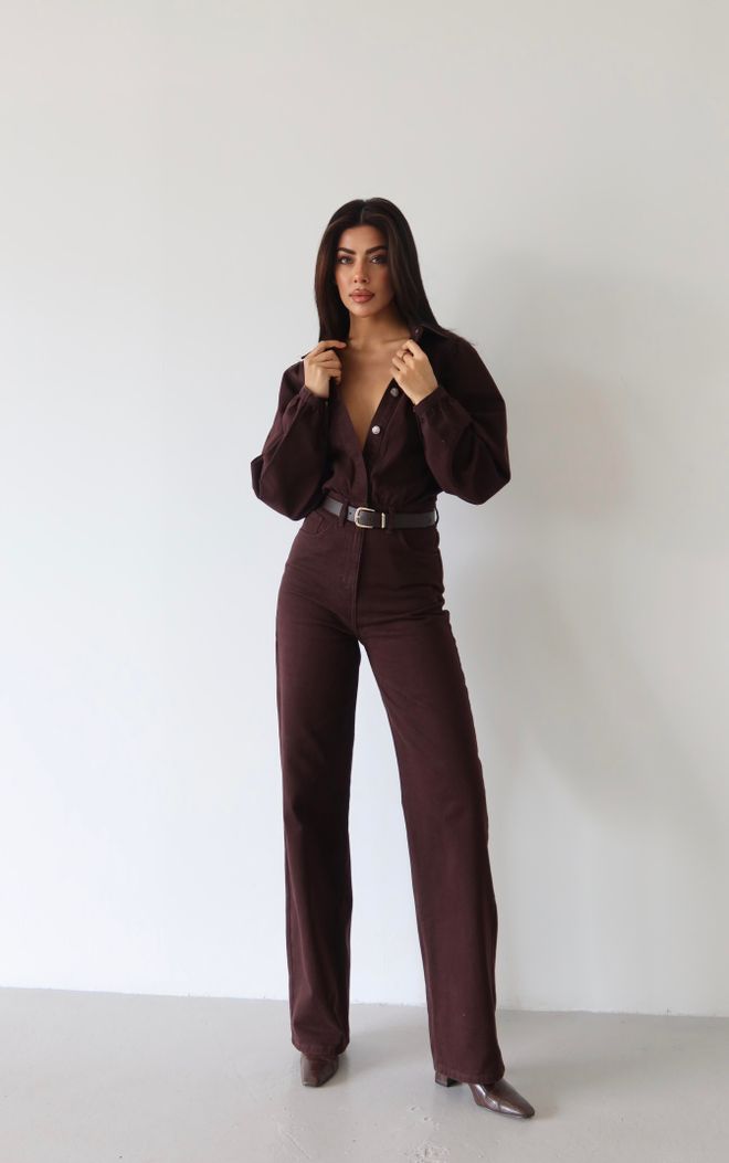LACARINO Brown Casual Formal Elegant Vintage Jumpsuit Wholesale Clothing Vintage