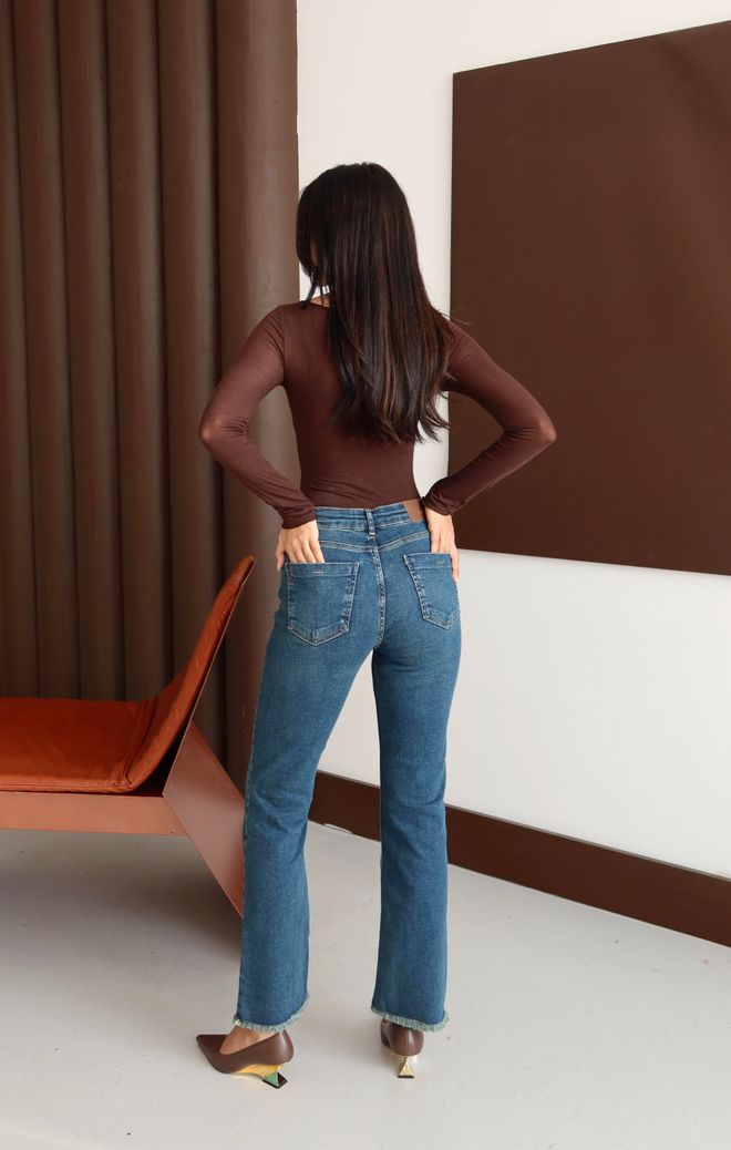 LACARINO Blugi Mom Albastru Cu Picior Drept Și Închidere Cu Nasturi Îmbrăcăminte cu ridicata 5