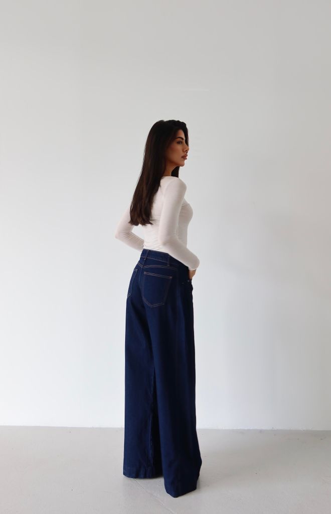 LACARINO Blugi Albastru Casual Retro Vintage Elegant Îmbrăcăminte cu ridicata Serviciu