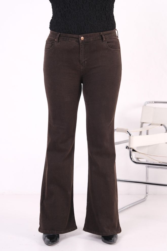 LACARINO Brown Casual Elegant Jeans Wholesale Clothing 1