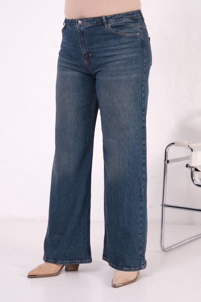 LACARINO Pantalón Azul Para Mamá Con Cintura Alta Y Pierna Ancha Ropa al por mayor Casual