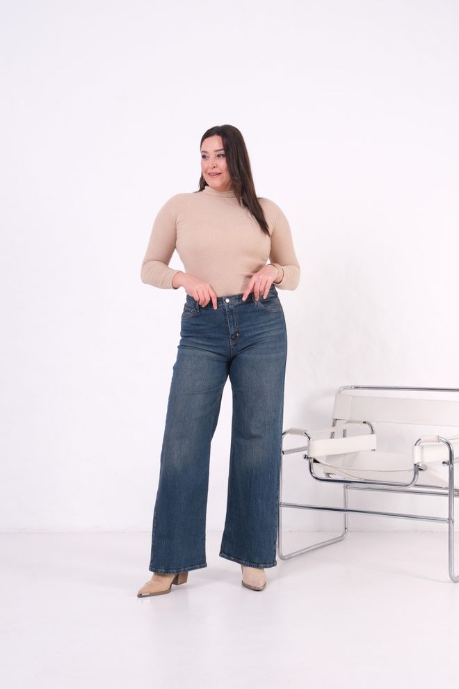 LACARINO Blue Mom Pants With High Waist And Wide Leg Wholesale Clothing 1