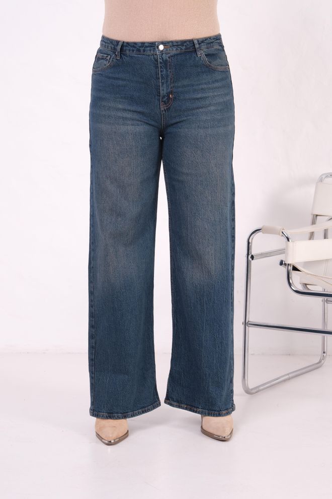 LACARINO Blue Mom Pants With High Waist And Wide Leg Wholesale Clothing Spring