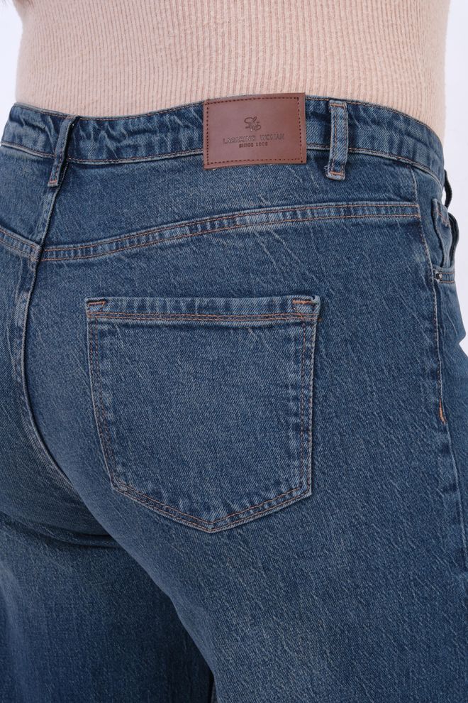 LACARINO Blue Mom Pants With High Waist And Wide Leg Wholesale Clothing Work