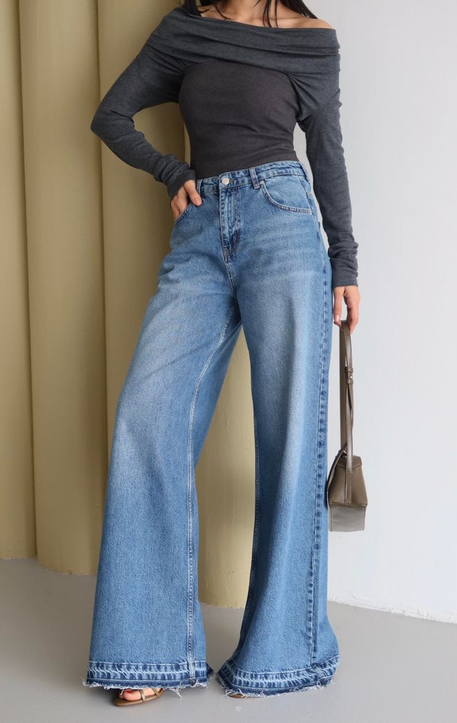 LACARINO Vaqueros Azul Retro Casual Palazzo Ropa al por mayor Casual