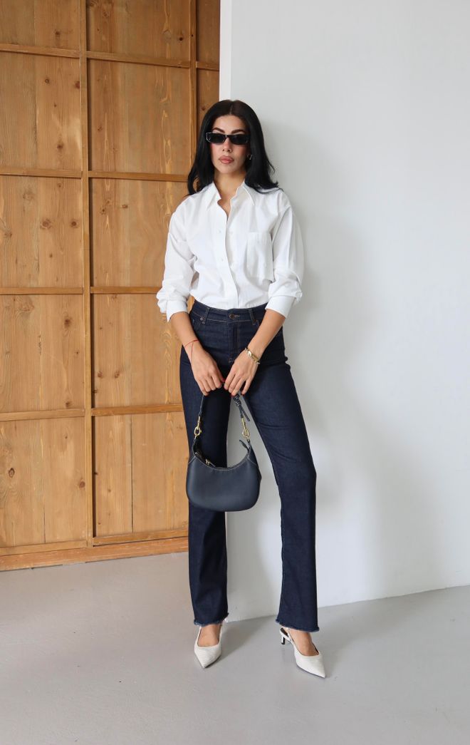 LACARINO Blue Jeans With Flare Leg And Buttoned Closure Wholesale Clothing Spring