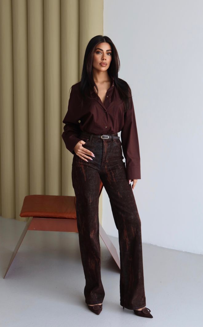 LACARINO Brown Retro Mom Jeans With High Waist Wholesale Clothing Vintage