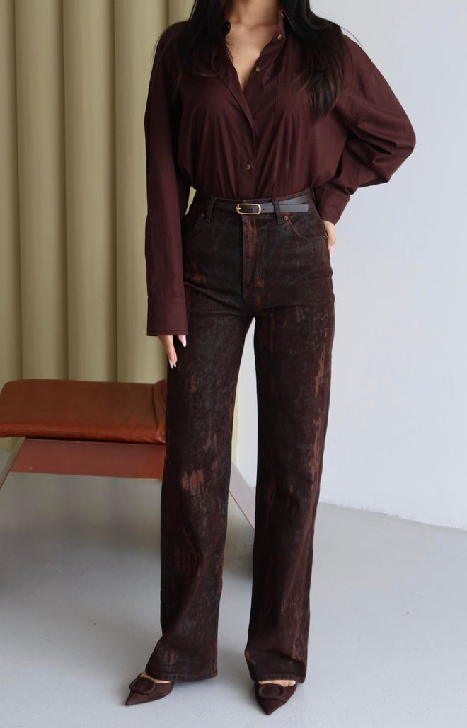 LACARINO Brown Retro Mom Jeans With High Waist Wholesale Clothing 1