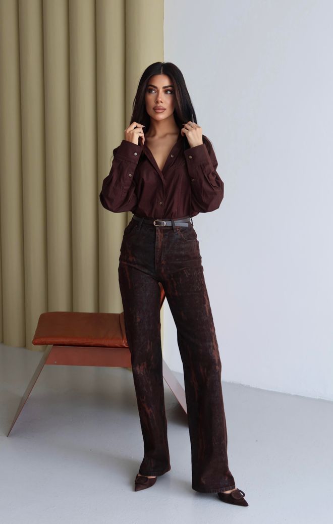 LACARINO Brown Retro Mom Jeans With High Waist Wholesale Clothing Work