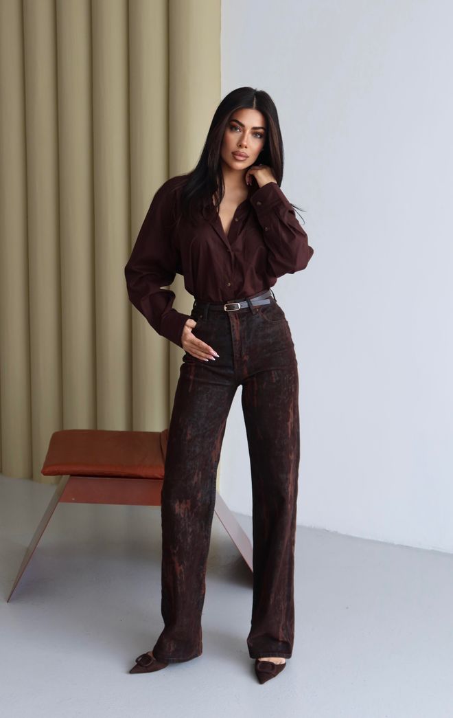 LACARINO Brown Retro Mom Jeans With High Waist Wholesale Clothing Fall