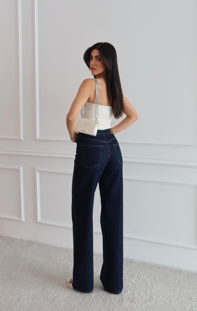 LACARINO Blue Glam Sexy Casual Mom Jeans High Waist Straight Leg Long Wholesale Clothing 5