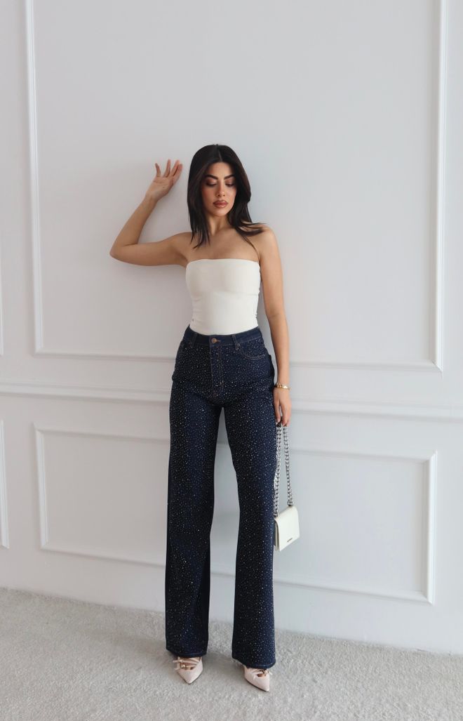 LACARINO Blue Glam Sexy Casual Mom Jeans High Waist Straight Leg Long Wholesale Clothing 1