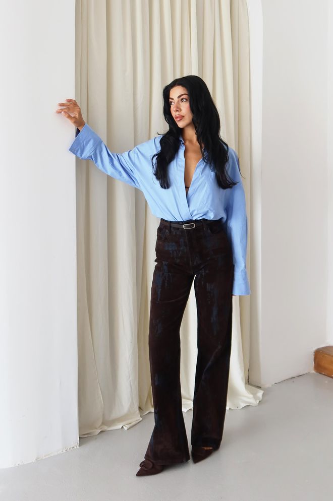 LACARINO Jeansy Czarny Wysoki Stan Bootcut Szeroka Nogawka Black Jeans High Waist Bootcut Wide Leg Hurtowa sprzedaż odzieży 1