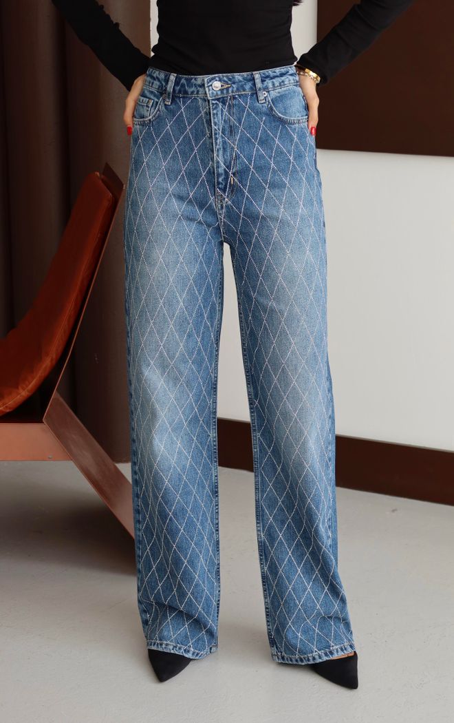 LACARINO Jean Bleu Maman Taille Haute Jambe Large Vêtements en gros Printemps
