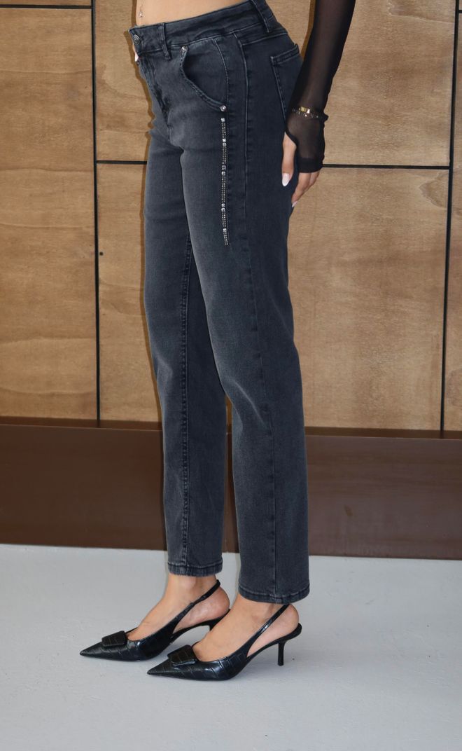 LACARINO Черные Мом Джинсы Высокая Талия Застегнутые На Пуговицы Повседневные Оптовая продажа одежды Повседневный