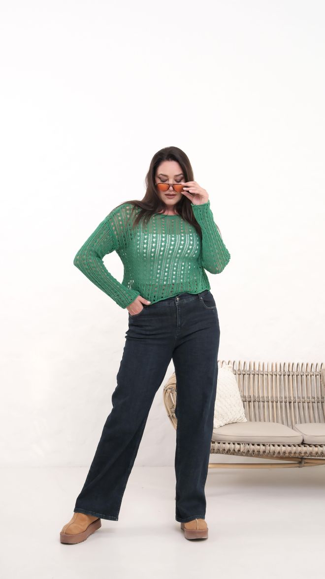 LACARINO Navy Blue Casual Plus Size Mom Jeans Wholesale Clothing 1