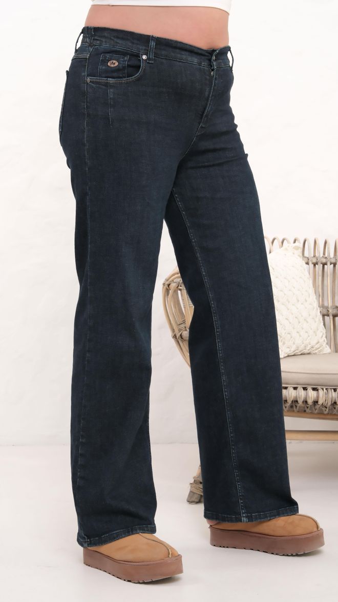 LACARINO Navy Blue Casual Plus Size Mom Jeans Wholesale Clothing Spring