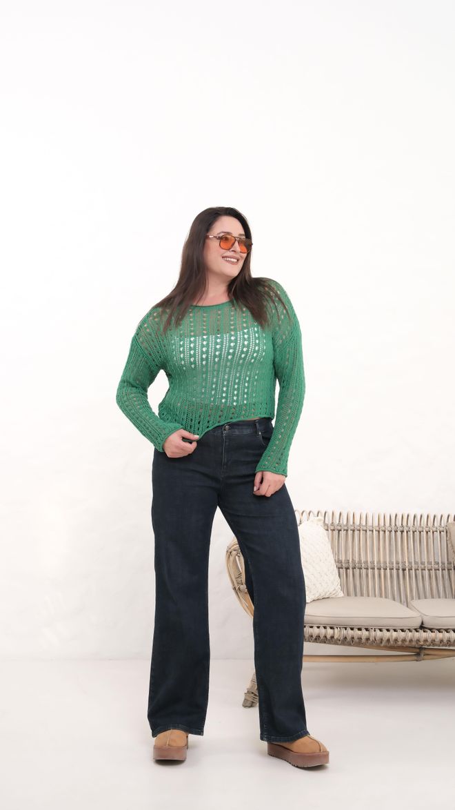 LACARINO Navy Blue Casual Plus Size Mom Jeans Wholesale Clothing Lounge