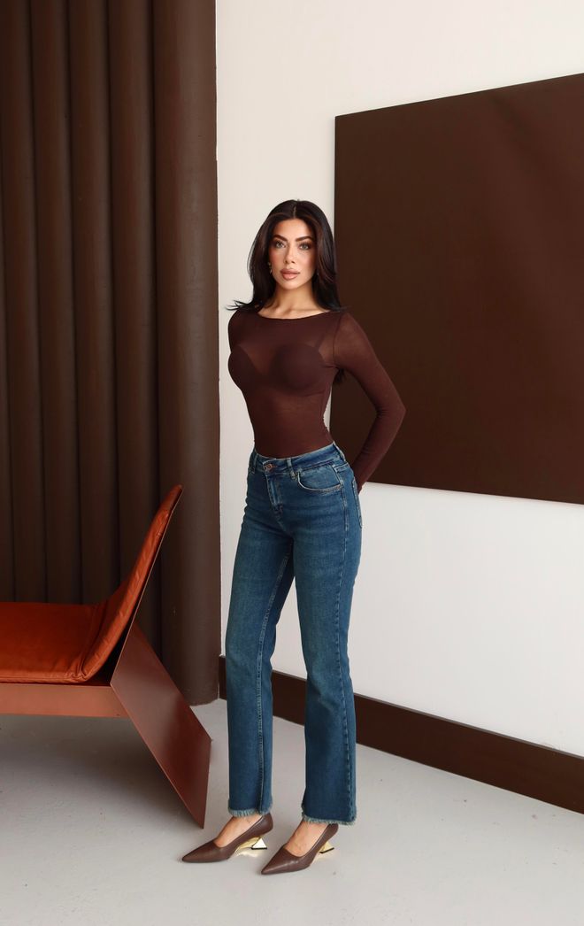 LACARINO Calças De Ganga Mãe Azul Cintura Alta Com Botões Casual Roupas por atacado Primavera