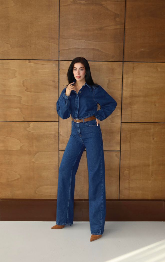 LACARINO Синий Повседневный Комбинезон С Карманом С Клапаном И Застежкой На Пуговицы Оптовая продажа одежды 1