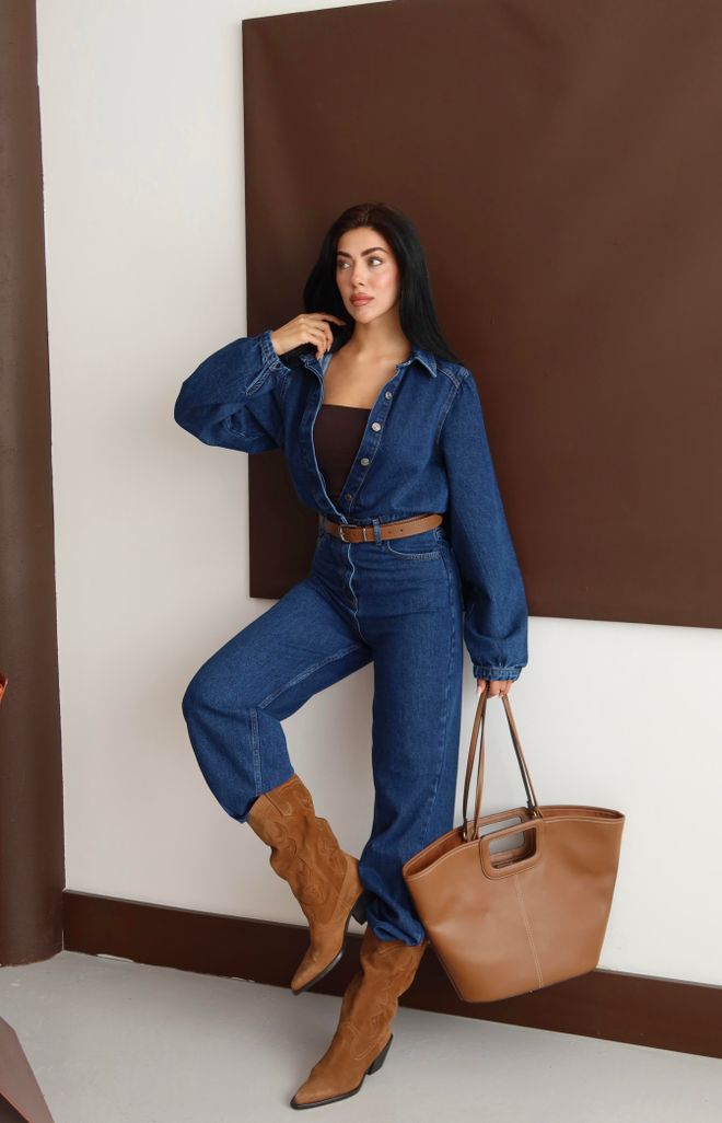 LACARINO Синий Повседневный Комбинезон С Карманом С Клапаном И Застежкой На Пуговицы Оптовая продажа одежды Винтаж