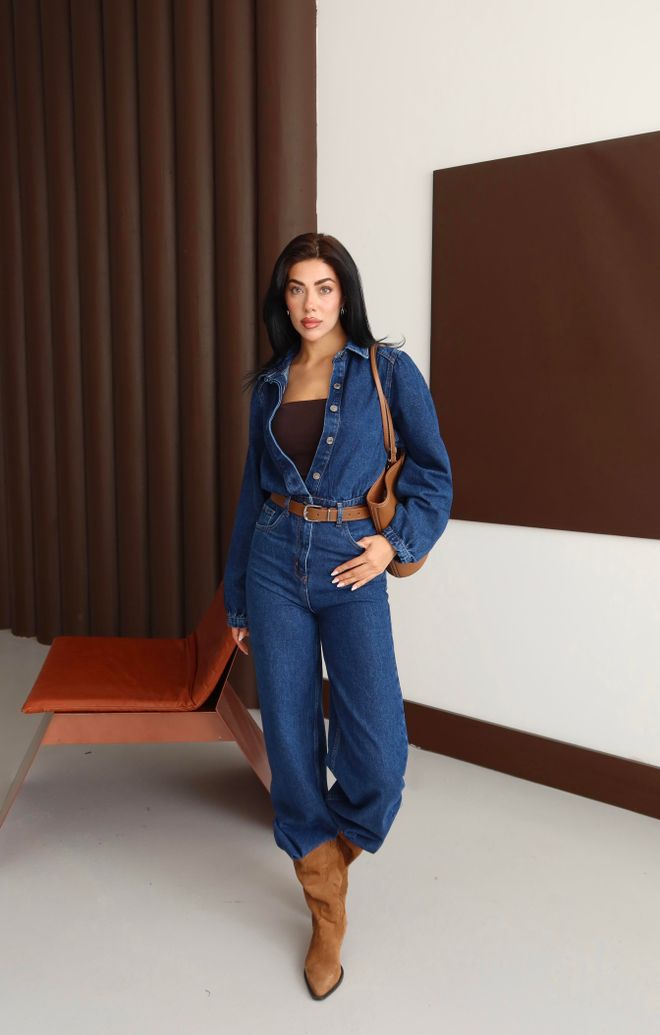 LACARINO Синий Повседневный Комбинезон С Карманом С Клапаном И Застежкой На Пуговицы Оптовая продажа одежды Весна