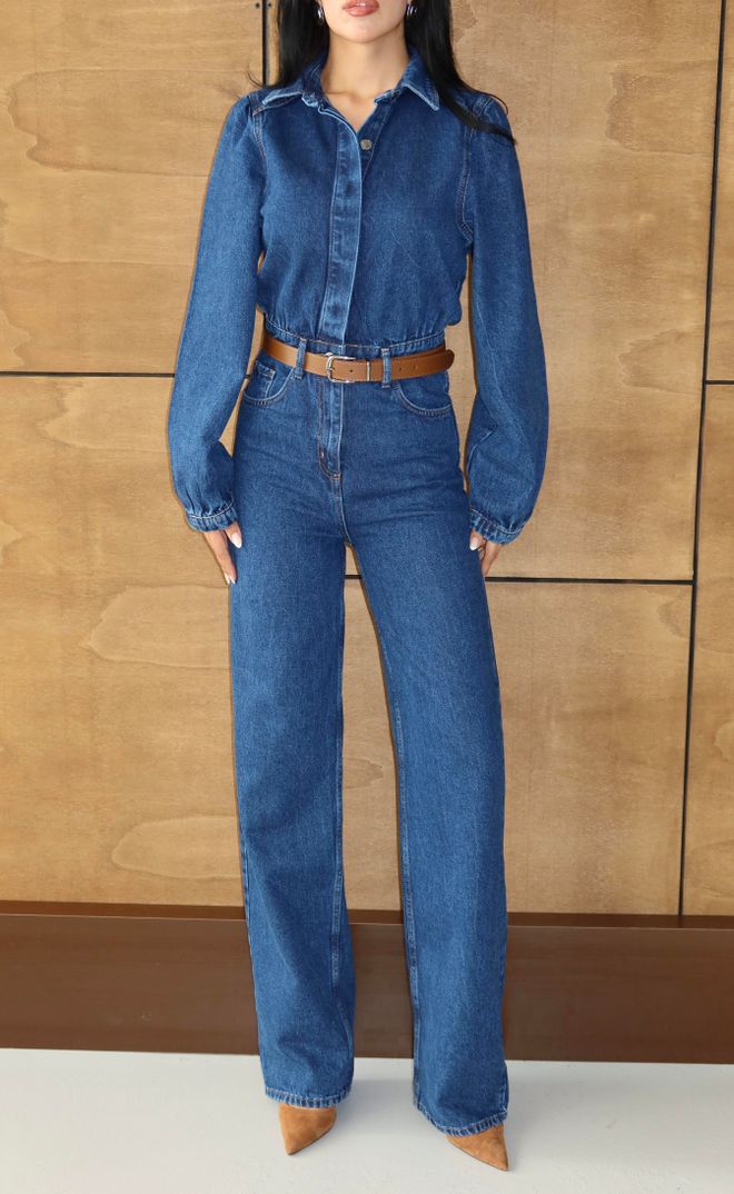 LACARINO Tuta Blu Casual Con Tasca Con Patta E Chiusura Con Bottoni Abbigliamento all'ingrosso Casuale