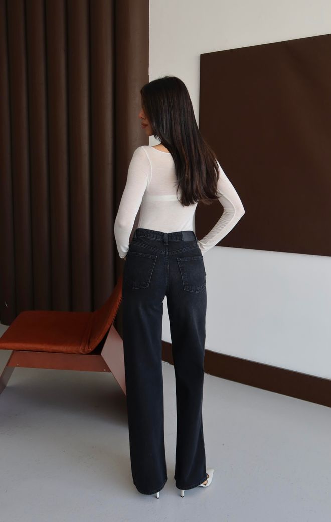 LACARINO Τζιν Μαύρο Μαμά Ψηλόμεσο Σωλήνας Χονδρικό εμπόριο ενδυμάτων 5