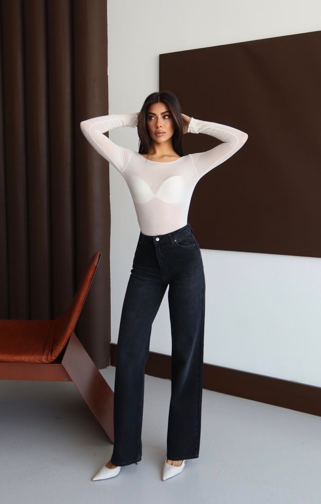 LACARINO Τζιν Μαύρο Μαμά Ψηλόμεσο Σωλήνας Χονδρικό εμπόριο ενδυμάτων Σαλόνι