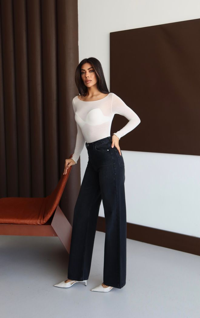 LACARINO Τζιν Μαύρο Μαμά Ψηλόμεσο Σωλήνας Χονδρικό εμπόριο ενδυμάτων Άνοιξη