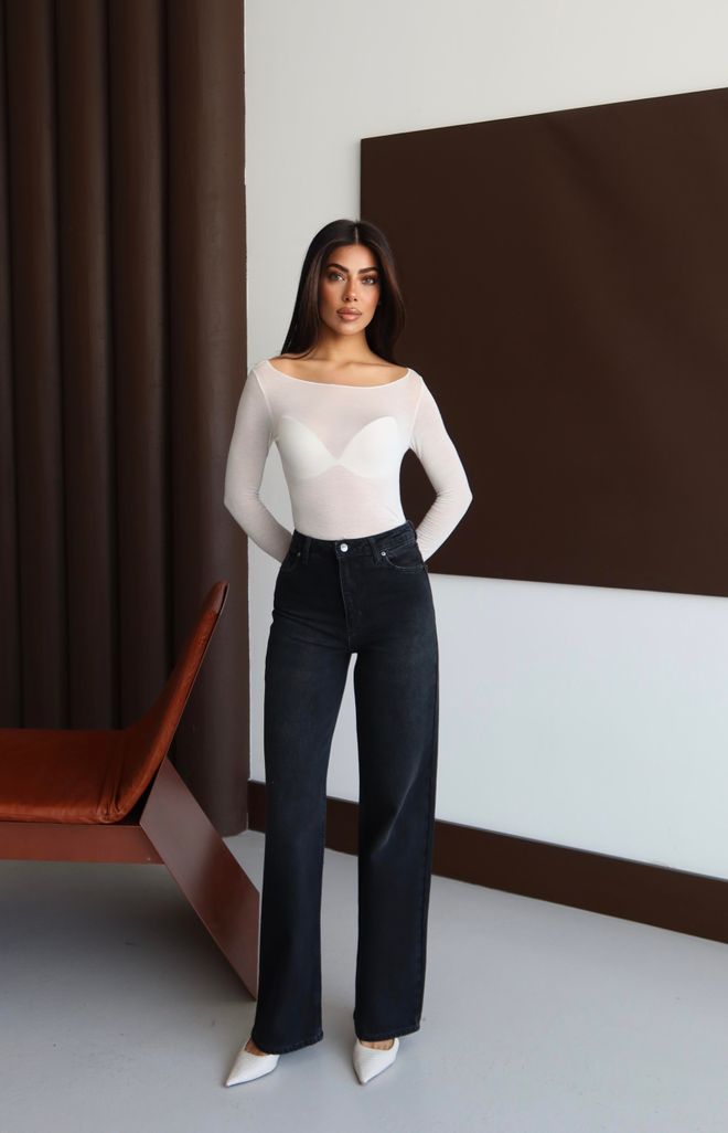 LACARINO Τζιν Μαύρο Μαμά Ψηλόμεσο Σωλήνας Χονδρικό εμπόριο ενδυμάτων 1