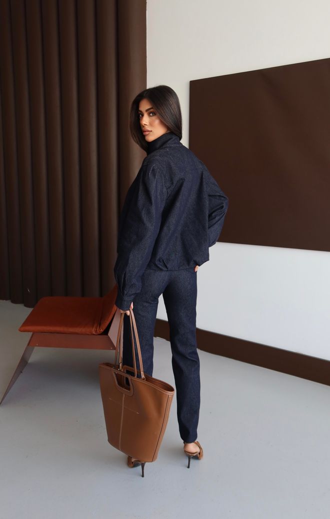 LACARINO Azul Marino Elegante Blazer De Un Solo Pecho Chaqueta Ropa al por mayor Cóctel