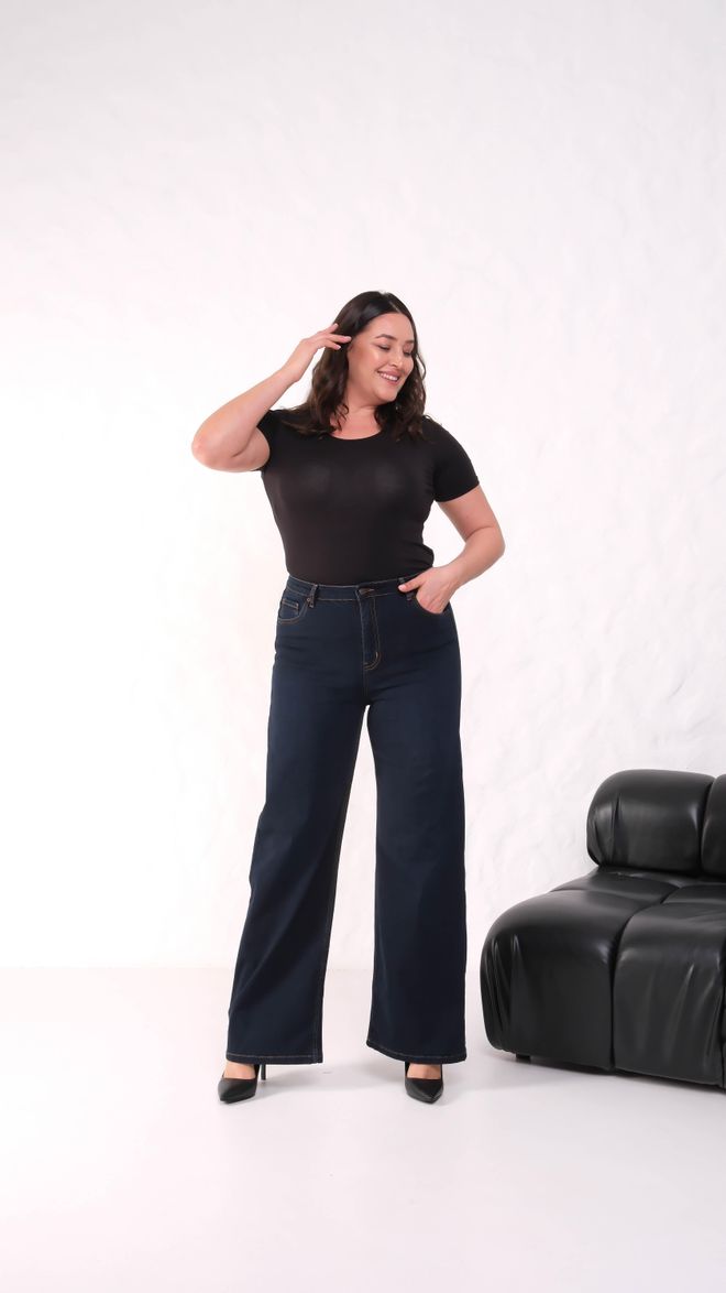 LACARINO Marineblaue Lässige Plus Size Mom Jeans Mit Hoher Taille Großhandelskleidung 1