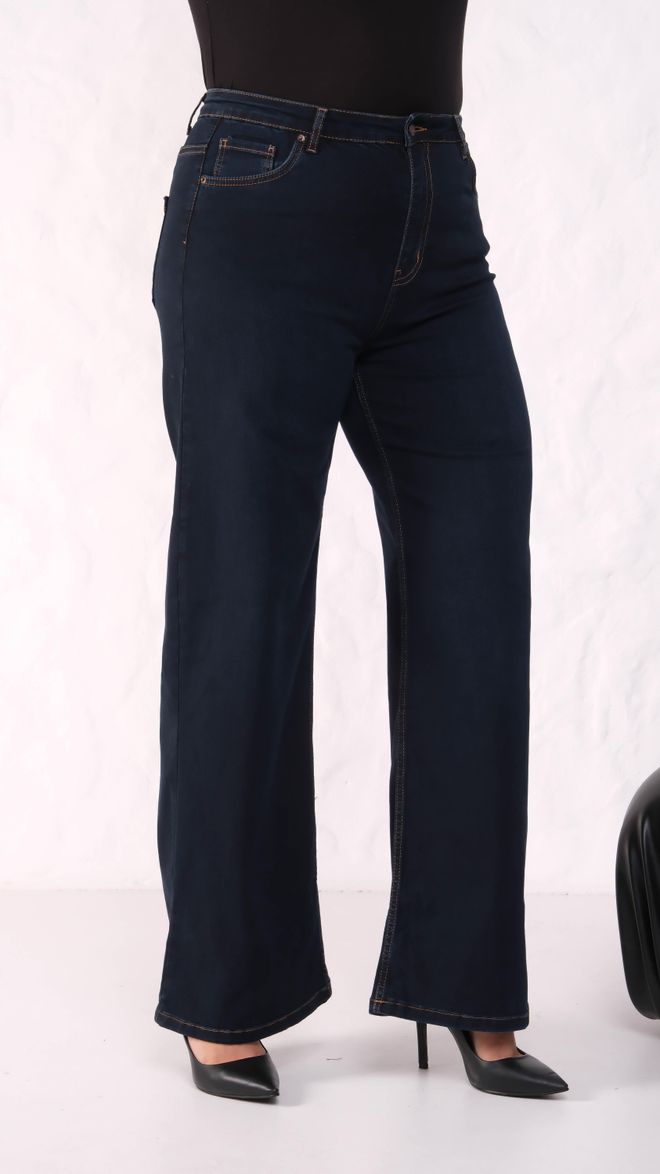 LACARINO Marineblaue Lässige Plus Size Mom Jeans Mit Hoher Taille Großhandelskleidung Lounge