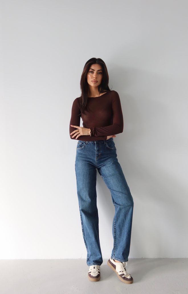 LACARINO Jeans Blu Mom Vita Alta E Gamba Dritta Abbigliamento all'ingrosso Casuale