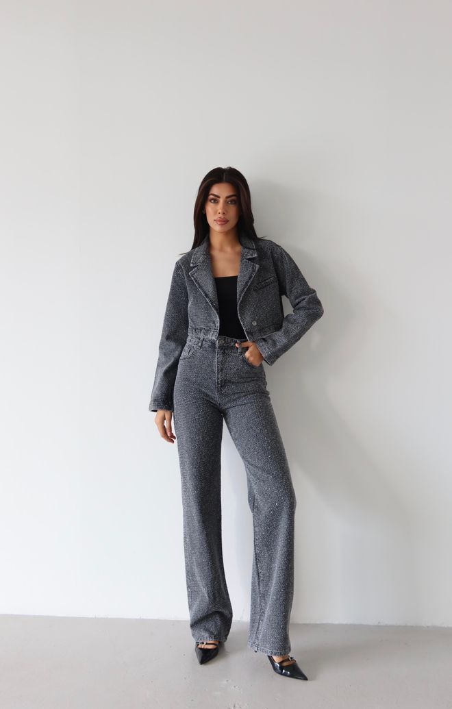 LACARINO Grey Retro Mom Jeans With Wide Leg And High Waist Wholesale Clothing Casual