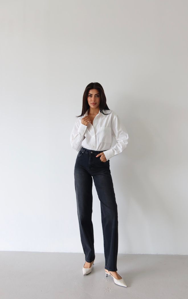 LACARINO Black Mom Jeans With High Waist And Button Closure Wholesale Clothing Spring
