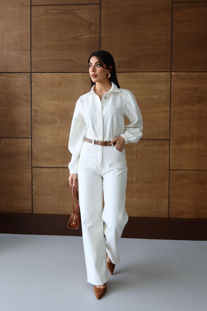 LACARINO White Tailored Jumpsuit With Buttoned Closure Wholesale Clothing Lounge