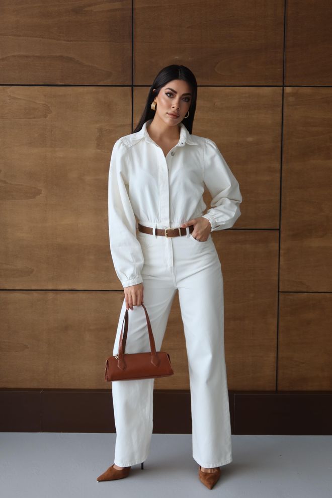 LACARINO White Tailored Jumpsuit With Buttoned Closure Wholesale Clothing Spring