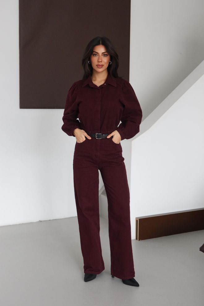 LACARINO Claret Red Jumper Dress With Notched Neck Wholesale Clothing Formal