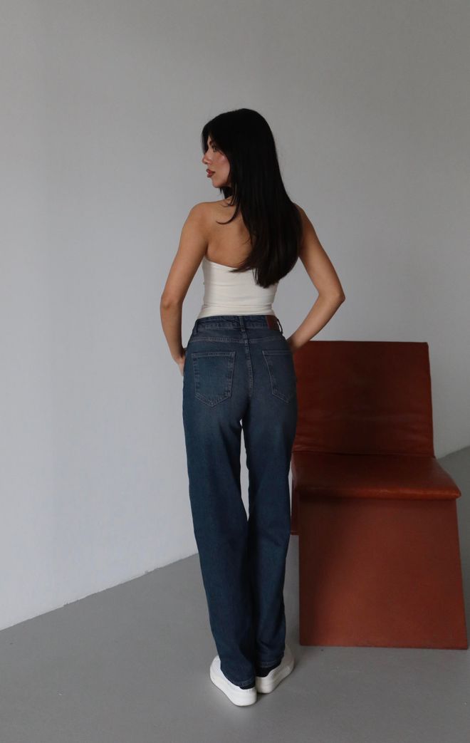 LACARINO Blue Mom Jeans With High Waist & Straight Leg Wholesale Clothing 5