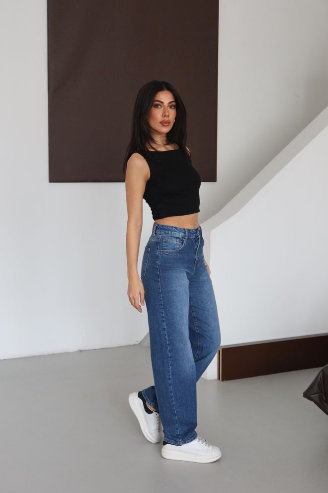 LACARINO Blue Mom Jeans High Waist Casual Streetwear Wholesale Clothing Lounge