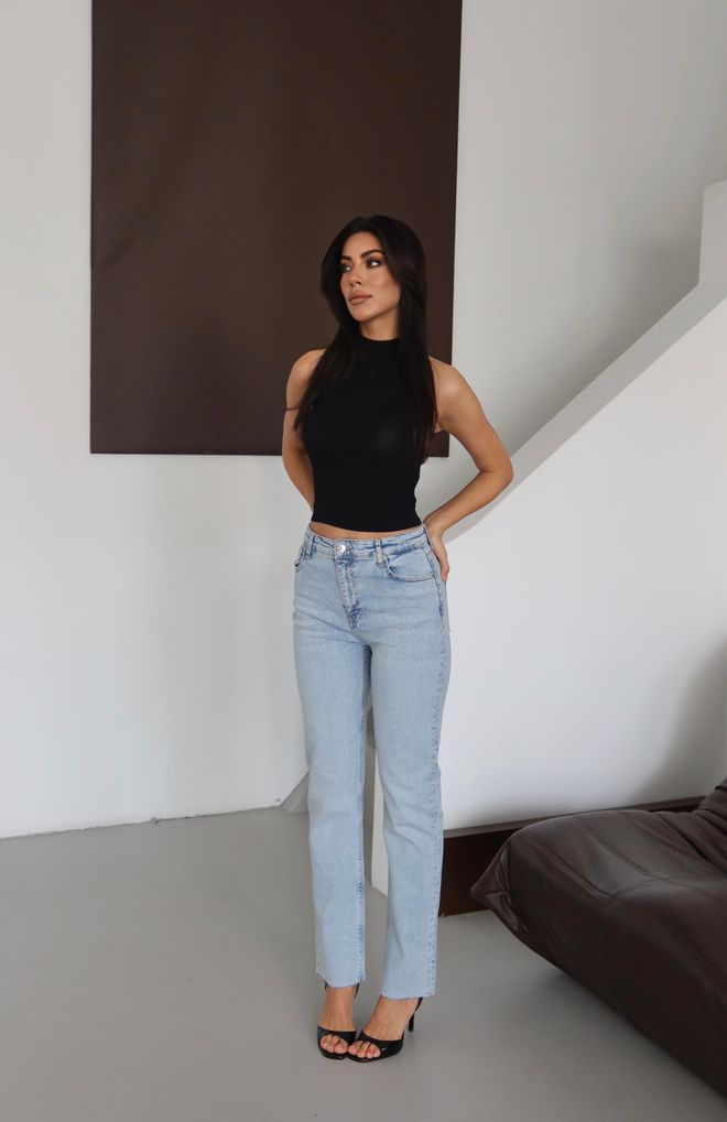 LACARINO Blue Mom Jeans High Waist Casual Streetwear Wholesale Clothing Spring