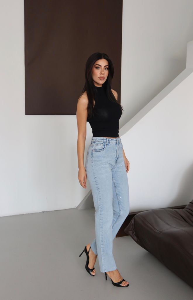 LACARINO Blue Mom Jeans High Waist Casual Streetwear Wholesale Clothing Sexy