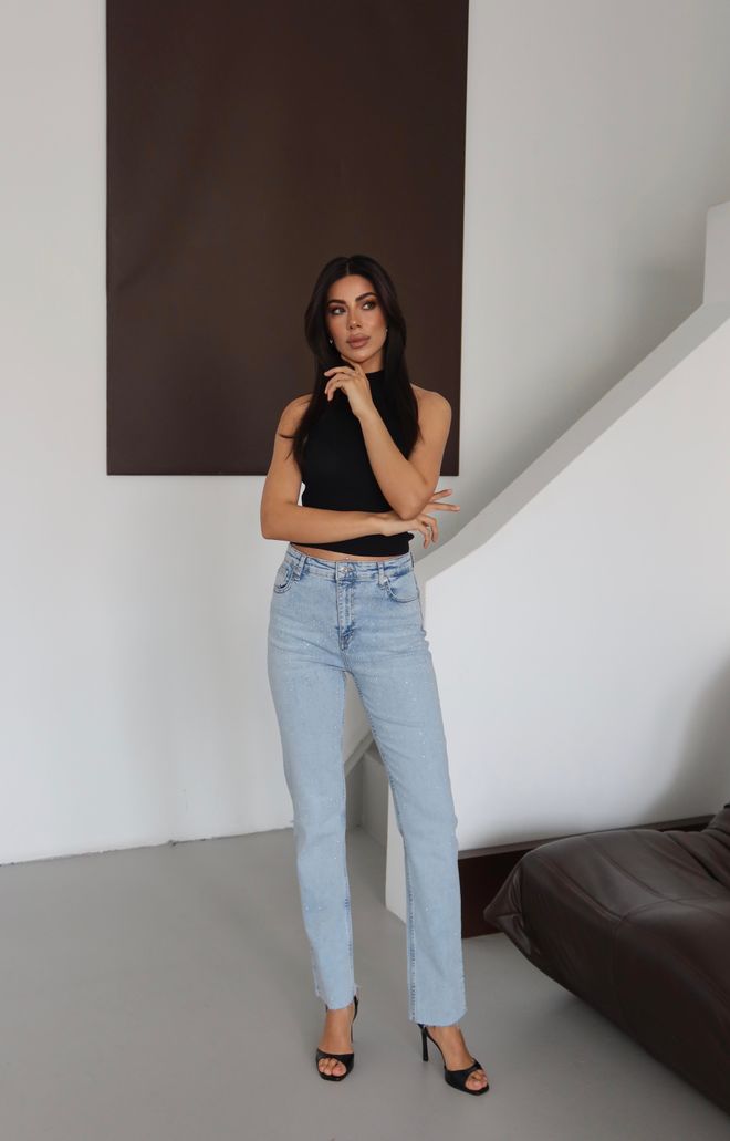 LACARINO Blue Mom Jeans High Waist Casual Streetwear Wholesale Clothing Beach