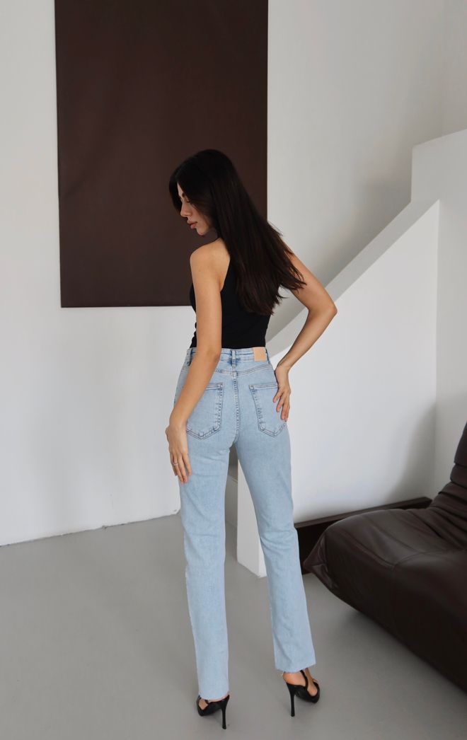 LACARINO Blue Mom Jeans High Waist Casual Streetwear Wholesale Clothing 5