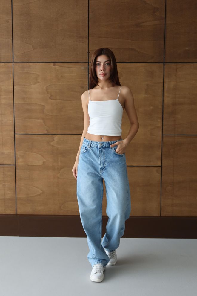 LACARINO Blauwe Mom Jeans Met Mid Taille En Rechte Pijp Groothandel Kleding 5