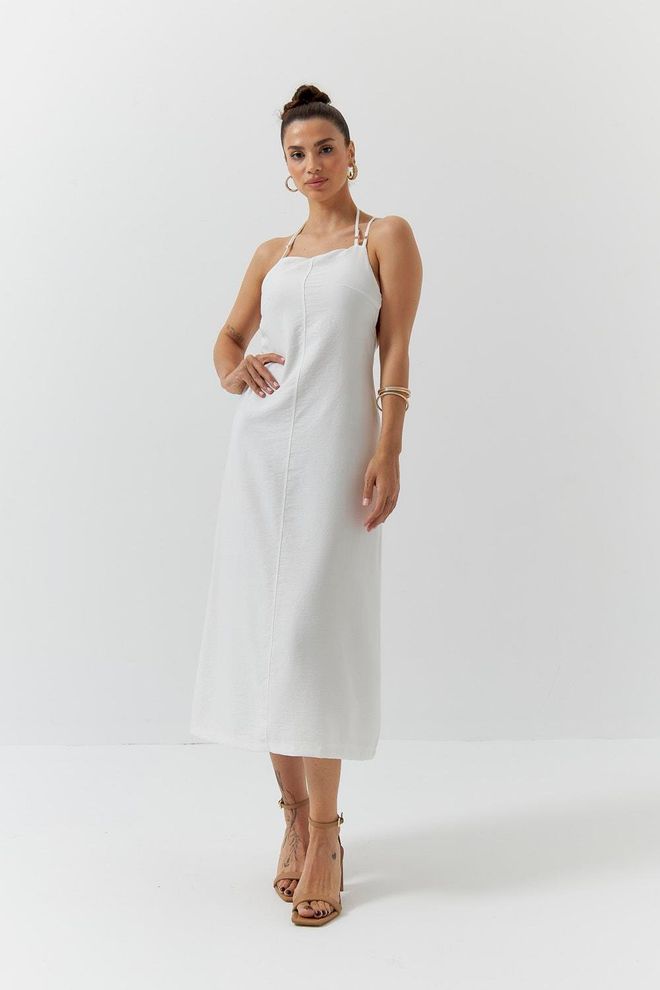 Ilia Vestido Midi De Tiras Con Escote En La Espalda Blanco Ropa al por mayor Elegante