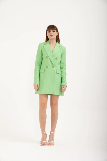 Een kledingmodel uit de groothandel draagt  Mini-jasjejurk - Groen
, Turkse groothandel Jurk van Lefon